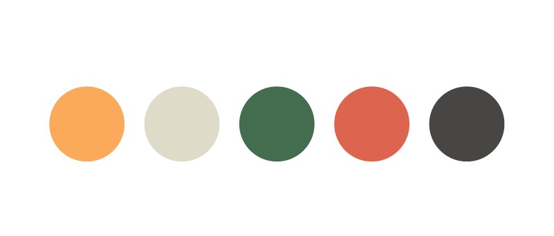 Image représentant une palette de couleurs pour l'identité graphique d'un service de livraison de lunch bio. Les teintes incluent un orange vibrant, évoquant l'énergie et l'appétit, un vert frais, symbolisant la nature et les produits sains, et un beige doux, apportant une touche de chaleur et de simplicité. Ces couleurs harmonieuses reflètent l'engagement du service pour des repas équilibrés et respectueux de l'environnement.