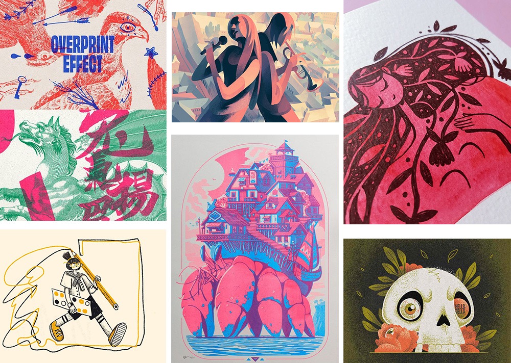 Exemple d'illustrations artisanales (tendance graphique 2025)